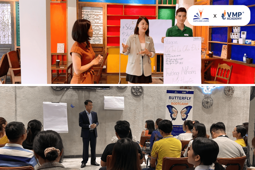 Cafe & Learn chủ đề Individual Leadership diễn ra tại hai đầu cầu.