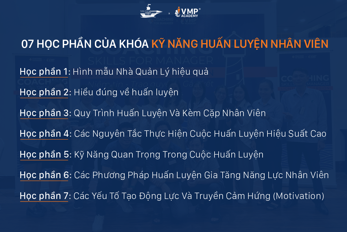 Nội dung khóa Coaching Skills For Manager - Kỹ năng huấn luyện kèm cặp nhân viên.