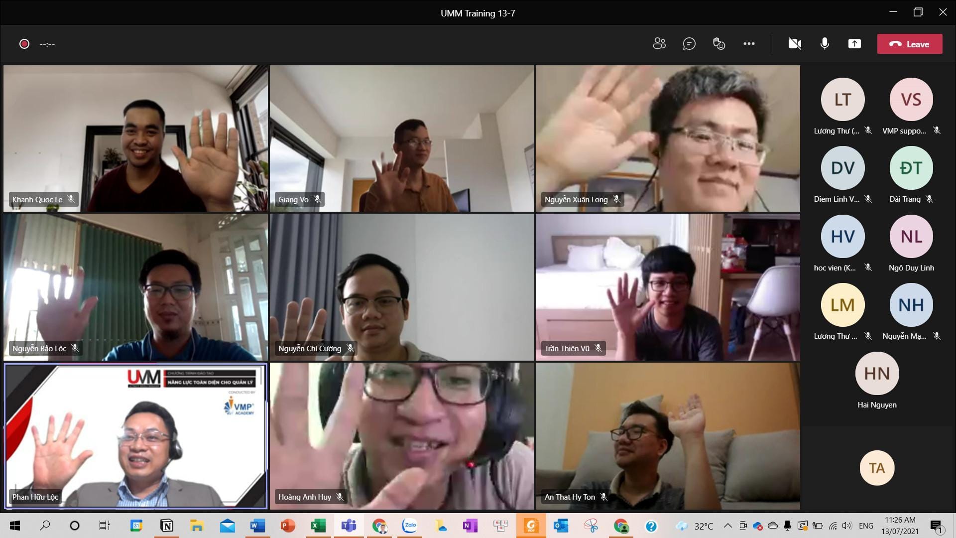 Các học viên khóa UMM - Ultimate Middle Manager online được VMP tổ chức trong hai ngày 12 - 13/07/2021 vừa qua. Các học viên khóa UMM - Ultimate Middle Manager online được VMP tổ chức trong hai ngày 12 - 13/07/2021 vừa qua.