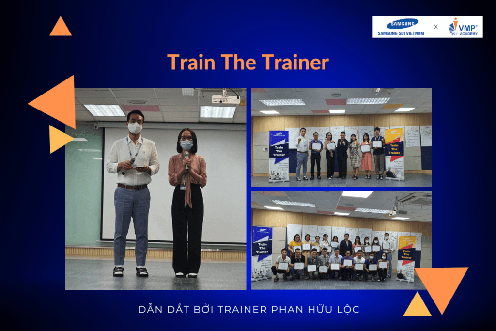 Giúp nhà quản lý từ Samsung SIDV hoàn thiện kỹ năng dẫn giảng trong khóa Train The Trainer.