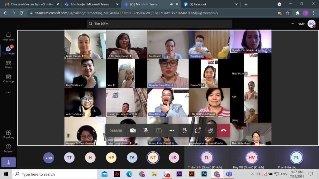 Trainer Phan Hữu Lộc cùng các học viên tại UMM Online 24 - 25/07/2021.