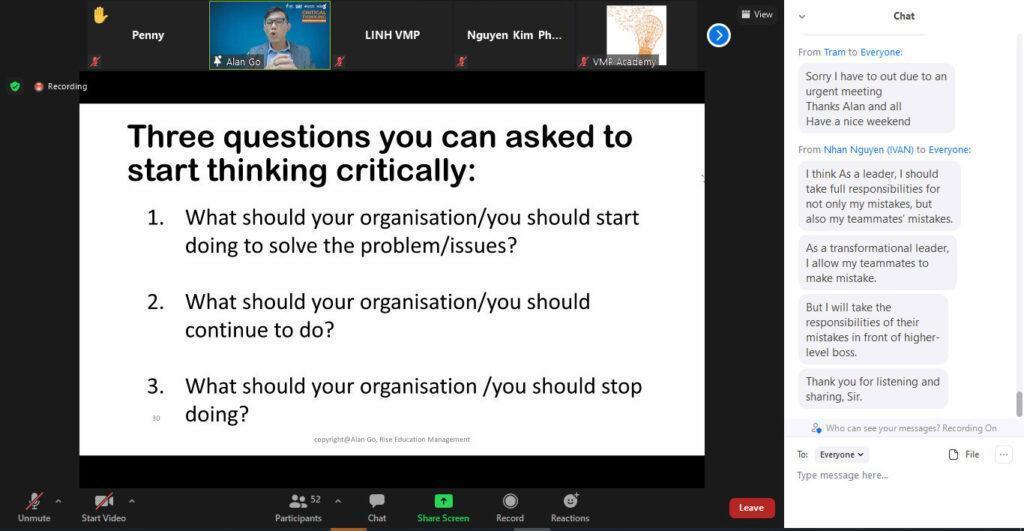 Alan Go chia sẻ về 03 câu hỏi để bắt đầu luyện tập tư duy phản biện. 